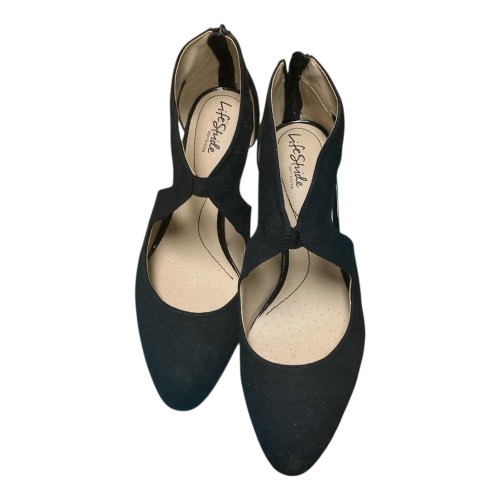Life Stride Black Heels with Ankle Strap